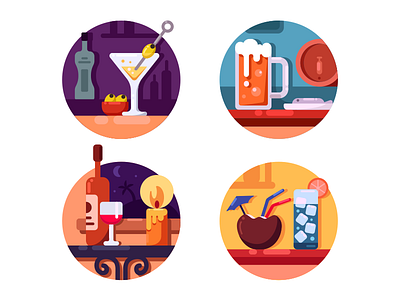 Alcoholic beverages icons