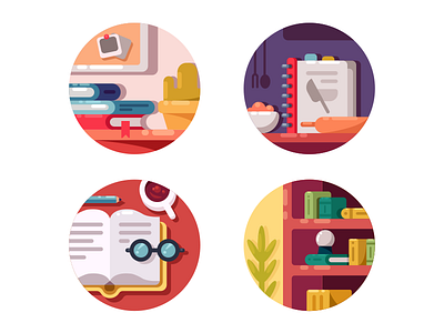 Books for education icons book education flat illustration information kit8 knowledge library school study university vector