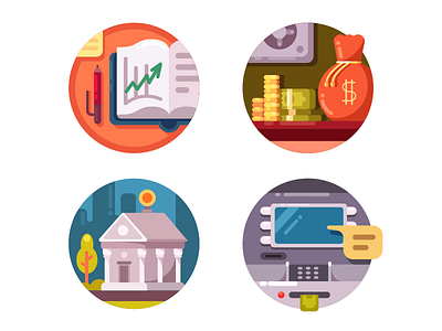 Financial institution icons bank banking building finance financial flat illustration institution kit8 symbol vector