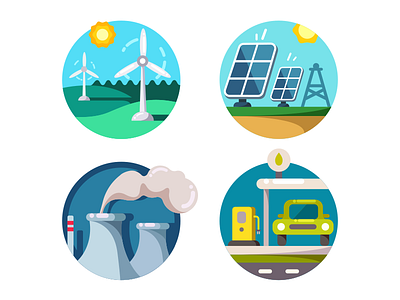 Energy saving icons eco ecology electricity energy flat illustration kit8 save technology vector