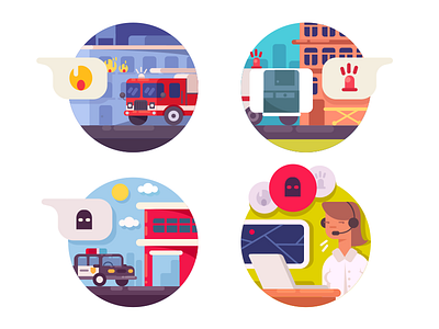 Emergency call icons ambulance call emergency flat hospital illustration kit8 phone police rescue symbol vector