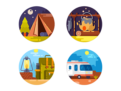 Camping icons camp flat illustration kit8 nature outdoor summer tent tourism vacation vector