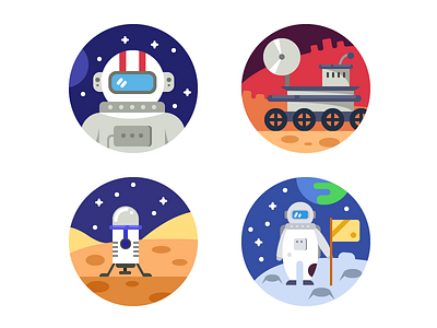 Cosmonaut icons astronaut cosmonaut flat galaxy illustration kit8 planet science set space spaceship vector