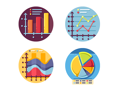 Graphs and diagrams icons chart data diagram finance flat graph graphic illustration kit8 presentation vector web