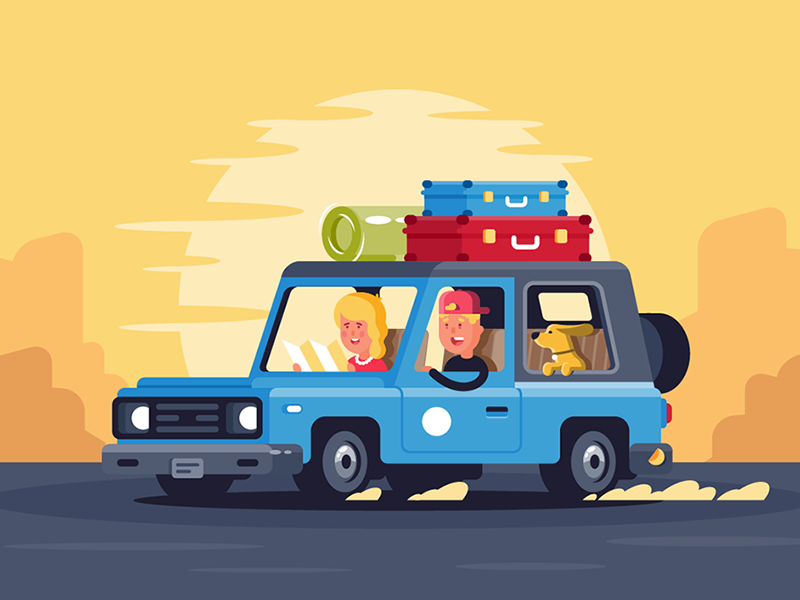 Download Family road trip with dog by Kit8 on Dribbble