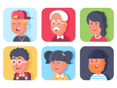 Set of avatars with faces avatar different diversity face flat illustration kit8 people portrait set vector