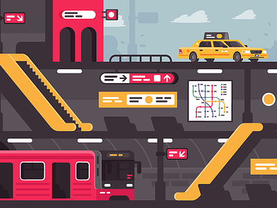 City metro building city electric fantastic flat futuristic illustration kit8 move train vector
