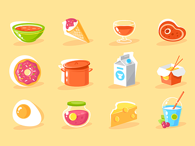 Food icon set app element flat food illustration kit8 object set sign successful vector