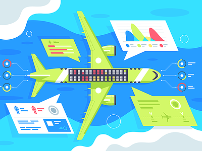 Airplane infographics aircraft airport blue flat illustration infographic kit8 season sky takes vector