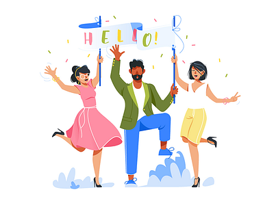 Happy people welcome visitors celebrate diverse flat good happy illustration kit8 people smile vector welcome