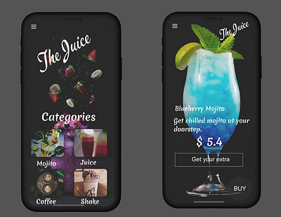 The Juice - The online drinks app UI app branding design illustration ui ux vector