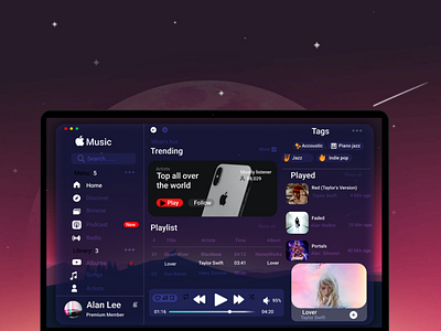 Apple Music concept app branding design illustration music ui ux