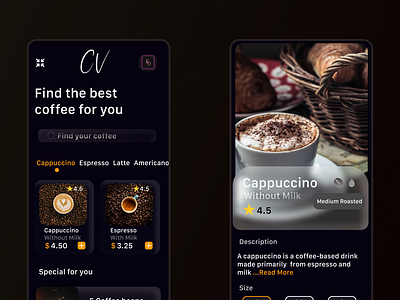 Coffee app UI