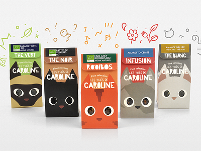 Les Thés de Caroline cats fun packaging tea