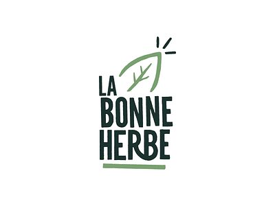 'La bonne herbe' Logotype brush drawn green herb leaf logo logotype plant spices.