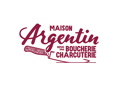 Argentin boucherie butcher french handlettering knife logotype red vintage