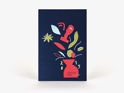 Greeting card 2019 2019 card gold gold ink greeting cards happynewyear micromu red screenprint statue