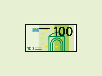100 euros 100 currency doors europe european euros green illustration money pictogram stars