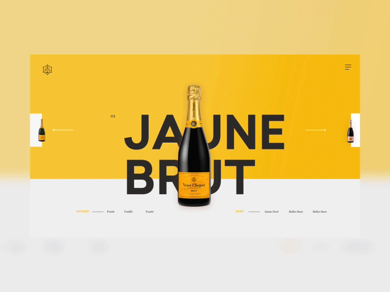 Veuve Cliquot Redesign Concept — Product Transitions Animation alcohol animation champagne color design product redesign slider transition ui wine