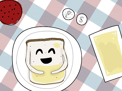 Butter Me Up bread illustration illustrator rough table toast touchpad
