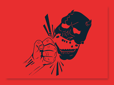 Fight Off Your Demons album cover demons demonstration fight illustration illustrator playlist punch red spotify two color