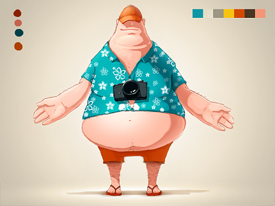 fat turist character fat illustration turist