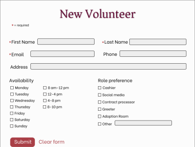 New Volunteer Interest Form colors dailyui design form minimalist signup typography ui ux volunteer