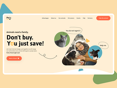 Landing page for Pet's Paw design pet pets ui ux uxui web web design web design веб дизайн