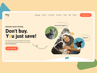 Landing page for Pet's Paw