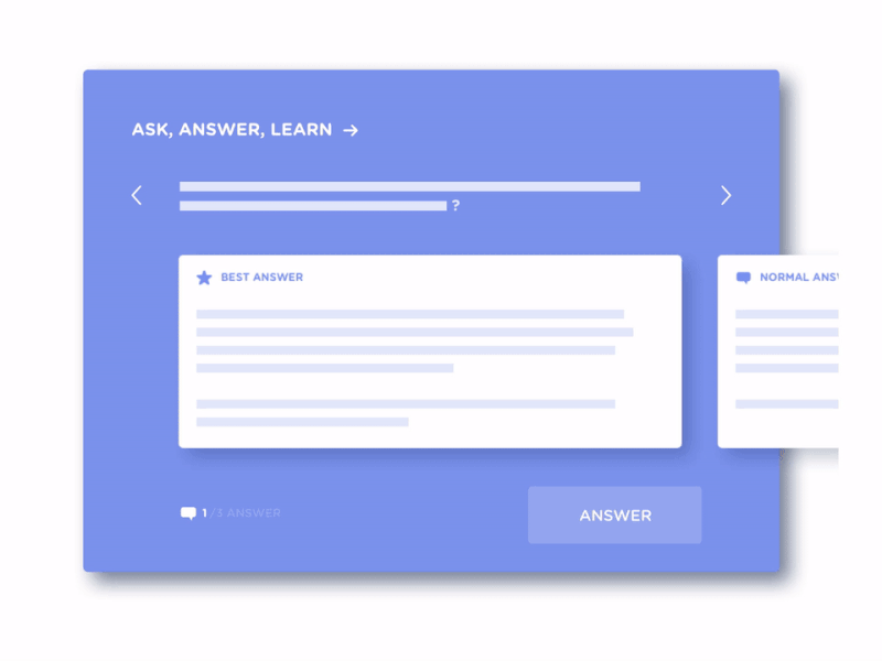 Ask, Answer, Learn Module animation answer ask cards gif interaction intranet learn ux ux design wireframe