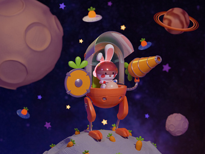 Guardian of the carrot galaxy 3d blender design illustration modeling