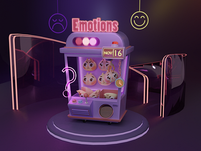 Emotion Claw Machine 3d blender design illustration modeling