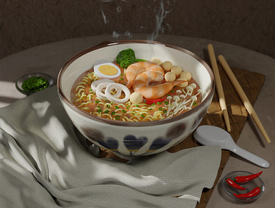 Asian Spicy Noodles 3d blender design illustration modeling