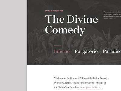 The Divine Comedy Research Edition dante alighieri literature minimalist the divine comedy typographic website typography ui web design