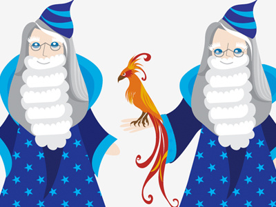 Dumbledore character design facebook app illustration