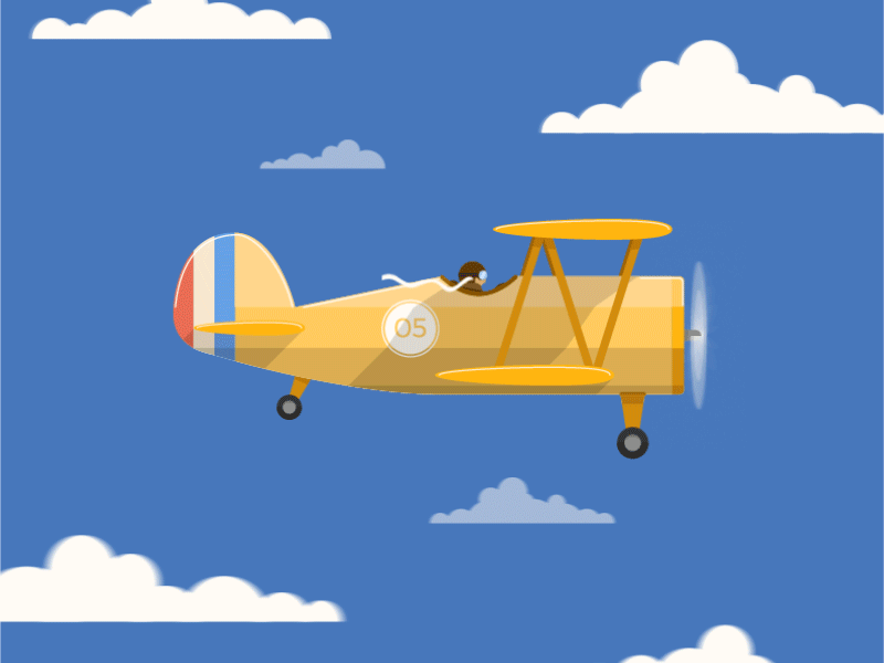 Fly biplane clouds flying gif loop parallax plane simple wyzowl