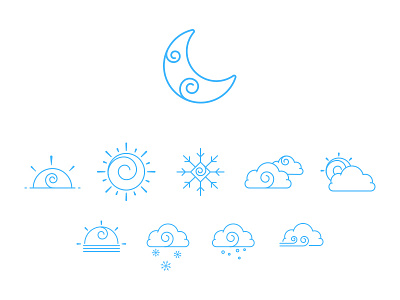 Weather Icons blue cloud icons moon ui ux weather