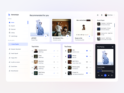Stereotape - Music App apple music dahsboard dashboad dashboard design graphic design live music music app music player play player spotify streaming table ui ux