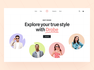 Drobe: Landing Page Hero apparel clear clothes design dress fashion homepage landing page man modern online store outfit streetwear style ui ux wear web website woman