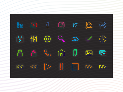 Neon Icons aaronjellis daily design design design challenge icons icons pack icons set illustrator line icons utah vector