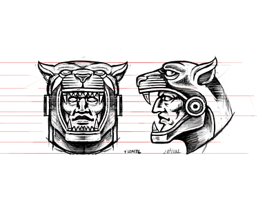 Guerrero Jaguar aztec illustration jaguar mexican mexico sketch warrior