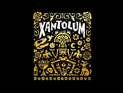 Xantolum dead dinosaur dinosaurs dog flowers illustration illustrator logo design logodesign mexico skull