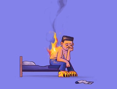 Anxiety ansiedad bed diseño illustraion illustrator sad sketch uidesign