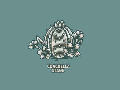 Biznaga Coachella coachella flower handmade illustration vector