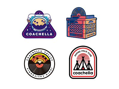 Badges for coachella astronaut badge badgedesign coachella coachellavalley illustration ilustrator logo