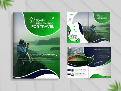 Travelling Agency Bifold Brochure Template Design professional