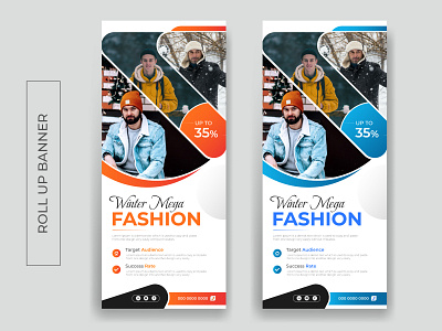 Winter Fashion Sale Roll UP Banner Design banner template exhibition ads fashion sale graphic design pull up roll up social media ads standee winter sale x banner