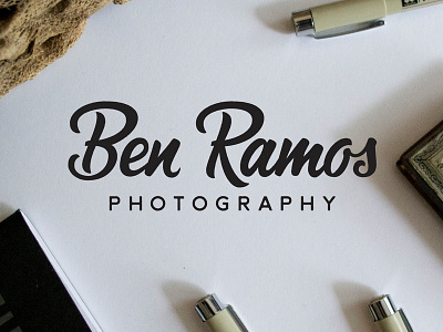 Ben Ramos Logo ben ramos branding design hand drawn lettering logo photography script typography