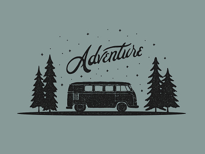 Adventure Bus adventure bus design explore lettering outdoors stars typography vw