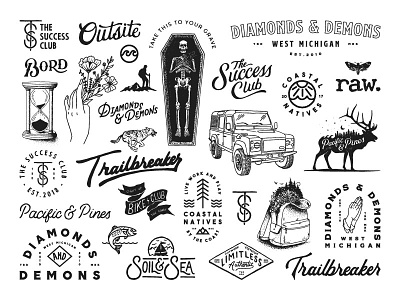 Logos & Illustrations badge concepts design lettering logo script typography